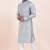 Blue jacquard silk premium designer festive wear kurta pyjama set