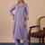 Lavender color sophisticated silk blend fabric embroidered fancy kurta set