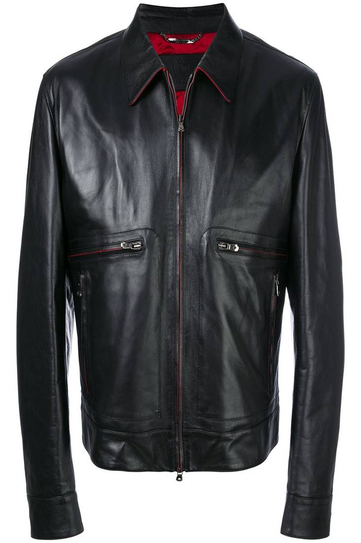 Men's genuine lambskin leather jacket leather motorcycle biker racer style jacket-cl-m84