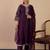 Wine color sophisticated silk blend fabric embroidered fancy kurta set