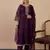 Wine color sophisticated silk blend fabric embroidered fancy kurta set
