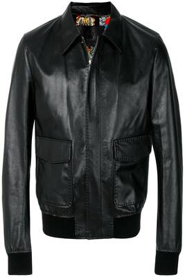 men's black lambskin leather jacket classic zip up style premium signature 1