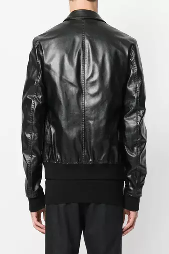 men's black lambskin leather jacket classic zip up style premium signature