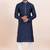 Navy blue cotton jacquard  premium designer festive wear kurta pyjama set
