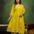 Lemon color viscose rayon  fabric designer embroidery work graceful designer kurta set for girls
