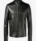 Men's genuine lambskin leather jacket leather motorcycle biker racer style jacket-cl-m89