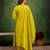Lemon color viscose rayon  fabric designer embroidery work graceful designer kurta set for girls