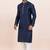 Navy blue cotton jacquard  premium designer festive wear kurta pyjama set