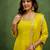 Lemon color viscose rayon  fabric designer embroidery work graceful designer kurta set for girls