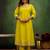 Lemon color viscose rayon  fabric designer embroidery work graceful designer kurta set for girls