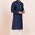 Navy blue cotton jacquard  premium designer festive wear kurta pyjama set