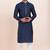 Navy blue cotton jacquard  premium designer festive wear kurta pyjama set