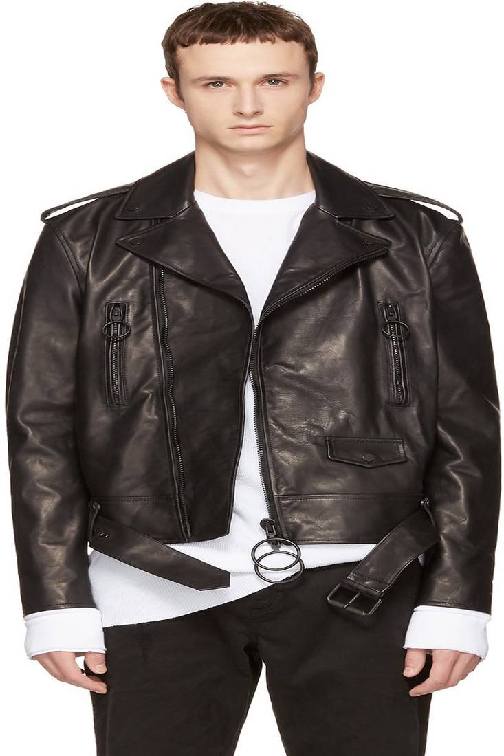 Men's genuine lambskin leather jacket leather motorcycle biker racer style jacket-cl-m93
