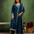 Teal color silk blend fabric designer embroidery work graceful designer kurta set for girls
