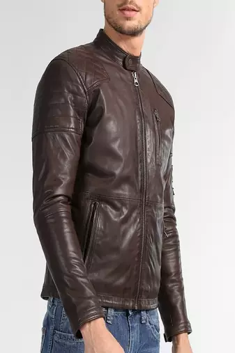 men's genuine lambskin leather biker jacket classic moto zip style exclusive modern