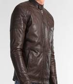 Men's genuine lambskin leather jacket leather motorcycle biker racer style jacket-cl-m100