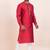 Red cotton jacquard  premium designer festive wear kurta pyjama set