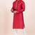 Red cotton jacquard  premium designer festive wear kurta pyjama set
