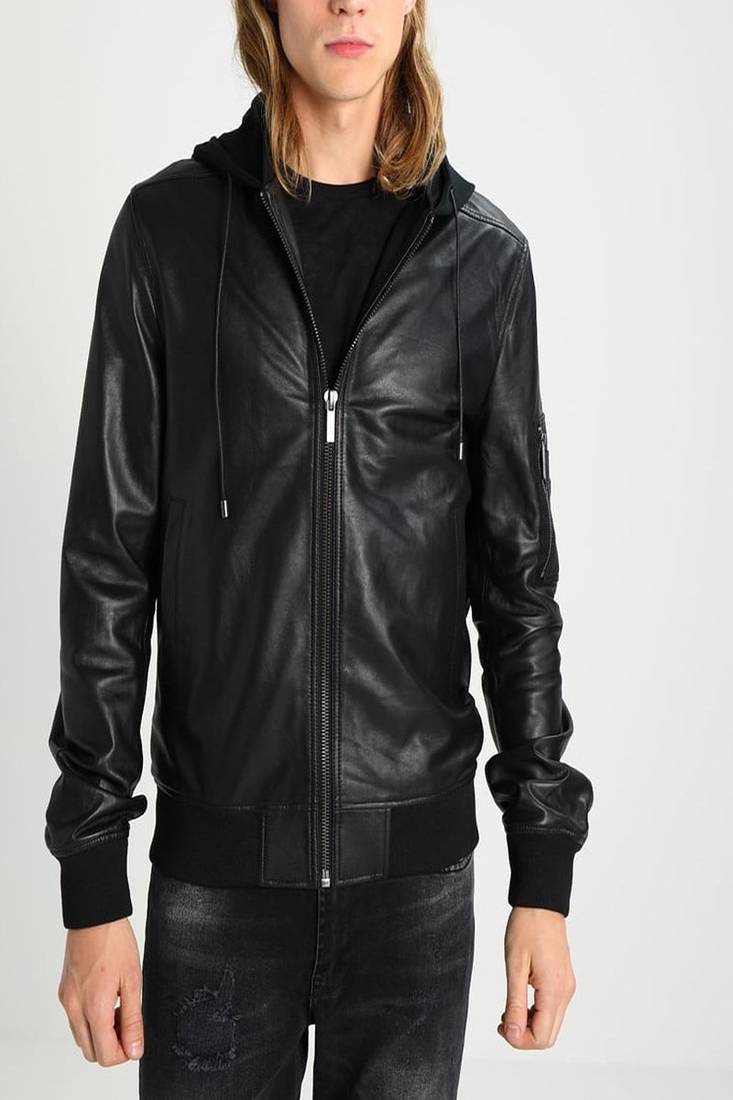 Men's genuine lambskin leather jacket leather motorcycle biker racer style jacket-cl-m104
