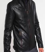 Men's genuine lambskin leather jacket leather motorcycle biker racer style jacket-cl-m106