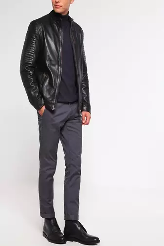 men's genuine lambskin leather biker jacket classic moto zip style exclusive elegant