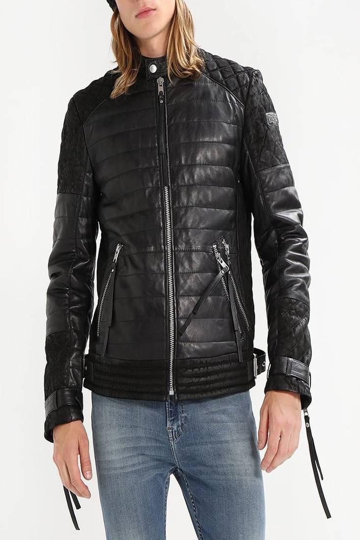 Men's genuine lambskin leather jacket leather motorcycle biker racer style jacket-cl-m108