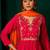 Red color rich girlie looks silk slub fabric embroidered readymade partywear suit for girl