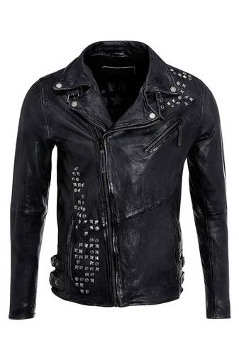 Men's genuine lambskin leather jacket leather motorcycle biker racer style jacket-cl-m109