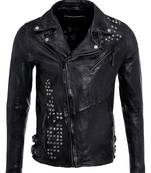 Men's genuine lambskin leather jacket leather motorcycle biker racer style jacket-cl-m109
