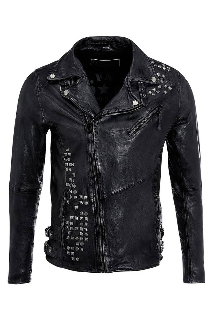 Men's genuine lambskin leather jacket leather motorcycle biker racer style jacket-cl-m109
