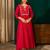 Red color rich girlie looks silk slub fabric embroidered readymade partywear suit for girl