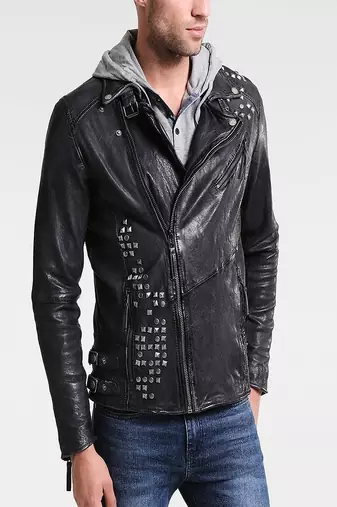 men's genuine lambskin leather biker jacket classic moto zip style exclusive classic
