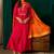 Red color rich girlie looks silk slub fabric embroidered readymade partywear suit for girl