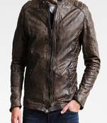 Men's genuine lambskin leather jacket leather motorcycle biker racer style jacket-cl-m110