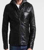 Men's genuine lambskin leather jacket leather motorcycle biker racer style jacket-cl-m112