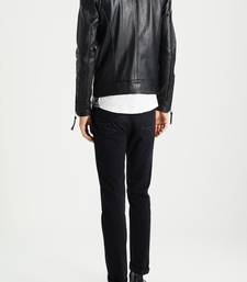 Men's genuine lambskin leather jacket leather motorcycle biker racer style jacket-cl-m113