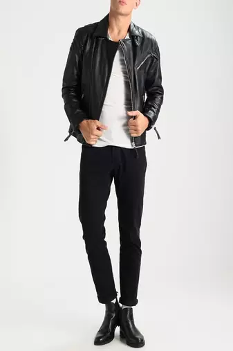 men's genuine lambskin leather biker jacket classic moto zip style exclusive distinctive