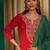 Red color rich girlie looks silk slub fabric embroidered readymade partywear suit for girl