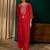 Red color rich girlie looks silk slub fabric embroidered readymade partywear suit for girl