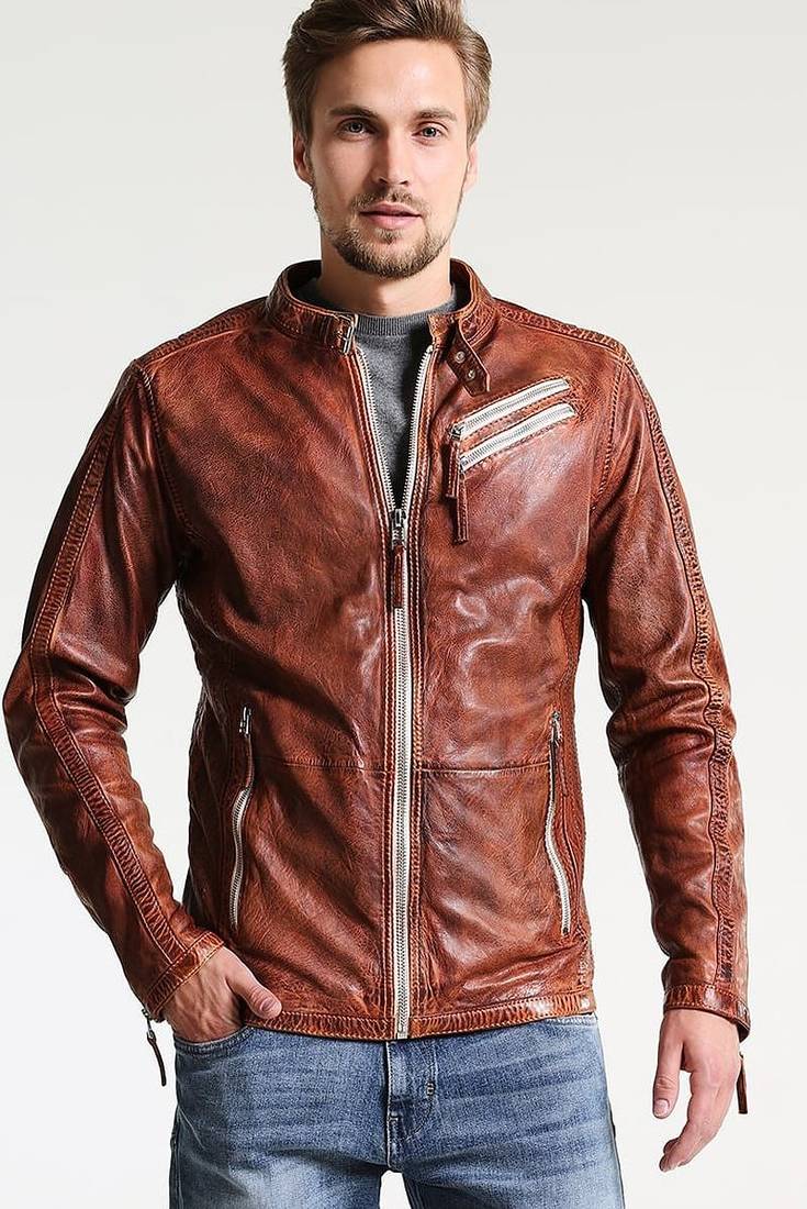 Men's black genuine lambskin leather jacket modern fashion outfit leather jacket-l114