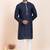 Navy blue viscose ps premium designer festive wear kurta pyjama set