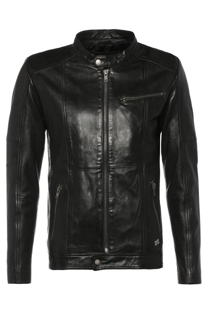 Men's genuine lambskin leather jacket leather motorcycle biker racer style jacket-cl-m115