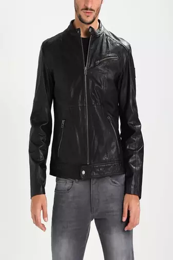 men's genuine lambskin leather biker jacket classic moto zip style exclusive luxury