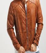 Men's genuine lambskin leather jacket leather motorcycle biker racer style jacket-cl-m116