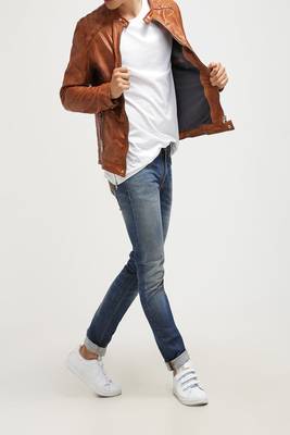 men's genuine lambskin leather biker jacket classic moto zip style exclusive deluxe 3