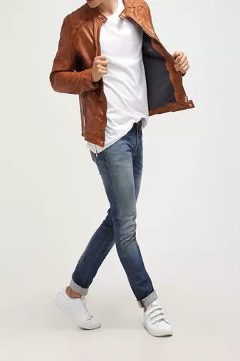 men's genuine lambskin leather biker jacket classic moto zip style exclusive deluxe