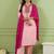 Peach color rich girlie looks silk fabric embroidered readymade partywear suit for girl