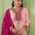 Peach color rich girlie looks silk fabric embroidered readymade partywear suit for girl