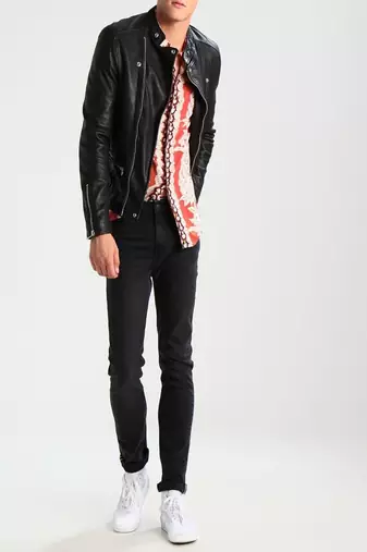 men's genuine lambskin leather biker jacket classic moto zip style exclusive select