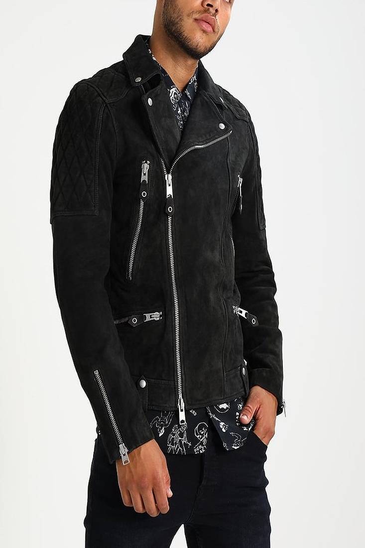 Men's genuine lambskin leather jacket leather motorcycle biker racer style jacket-cl-m119